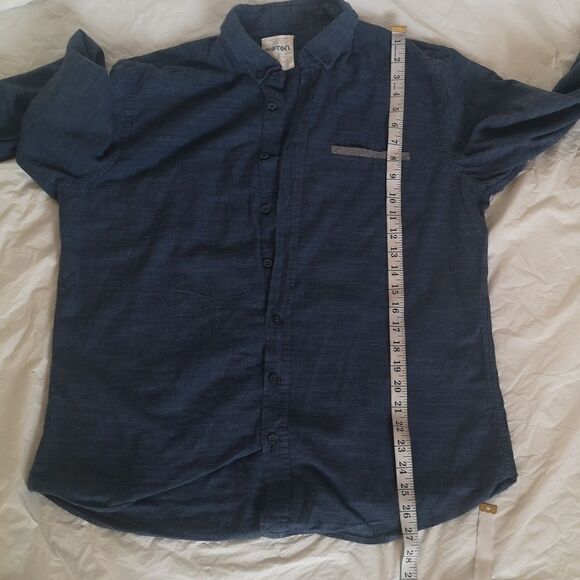 Koton Men Slim Fit Button Down Casual Shirt XL Blue - Picture 12 of 16